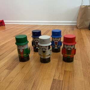 Vintage Christmas Nutcracker Tin Soldier Candy Container